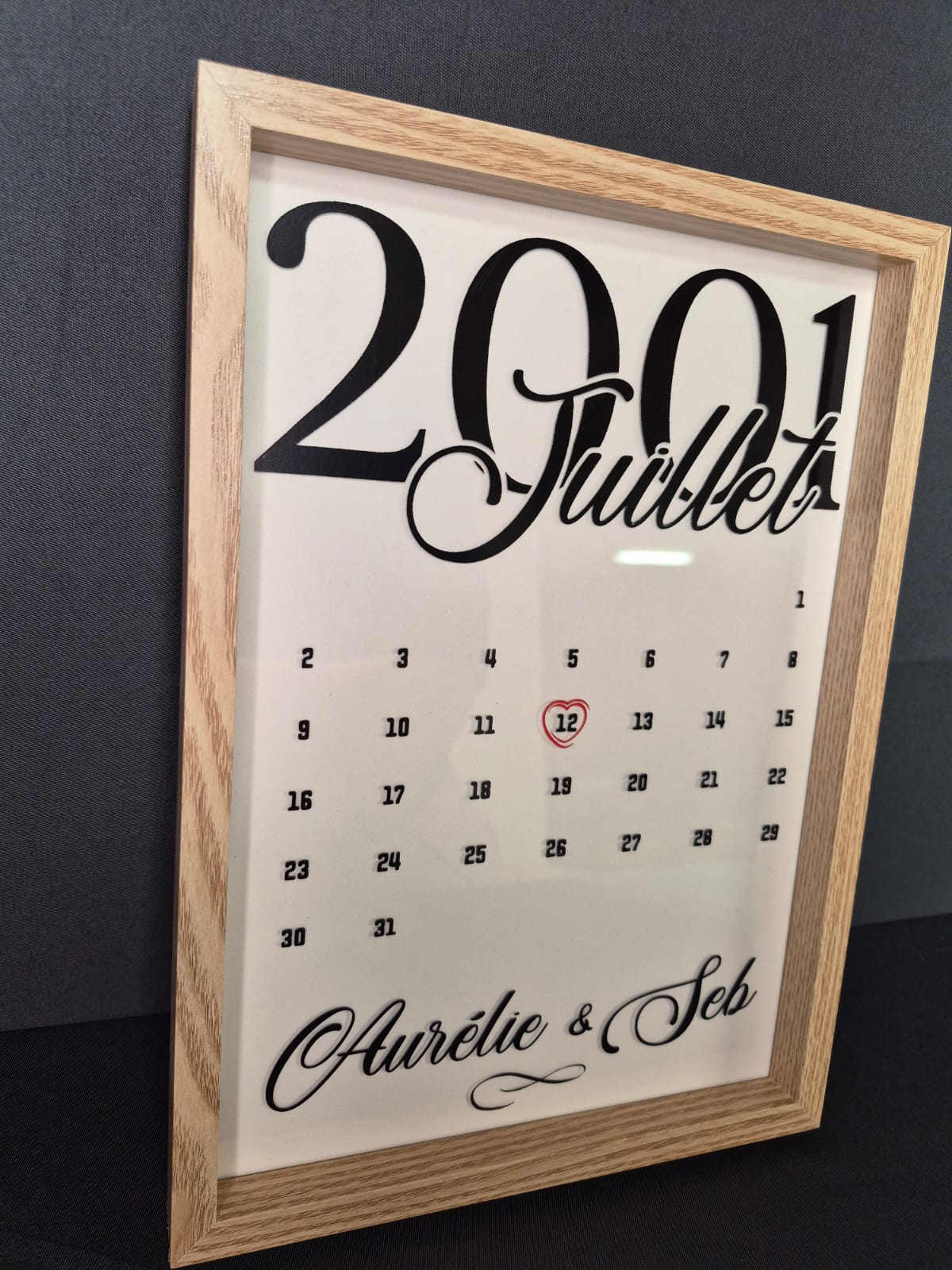 Cadre calendrier date importante personnalisé, cadre bois décoratif