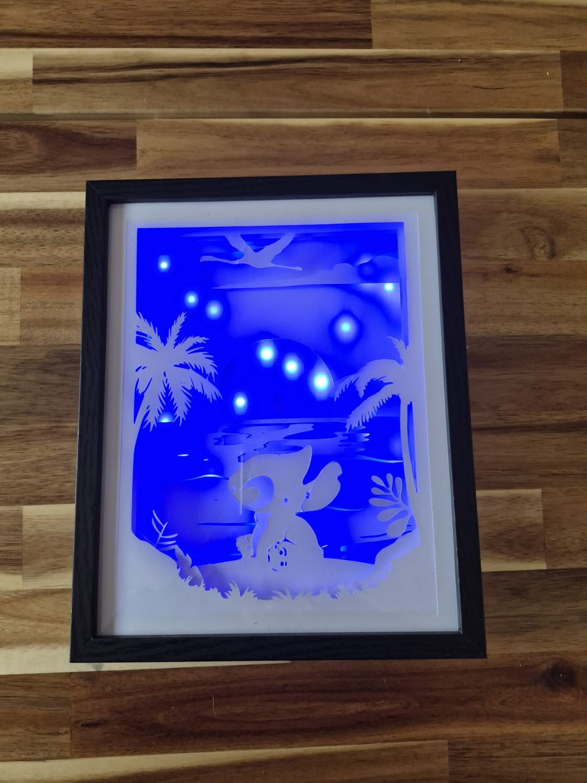 Veilleuse Stitch LED bleue, lightbox lumineuse univers enfant