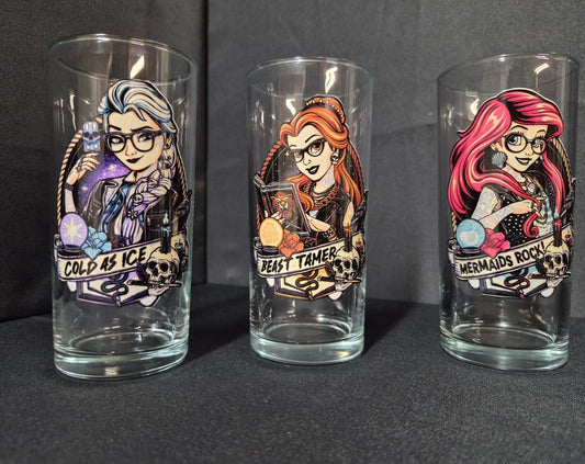 Lot de 3 verres personnalisés Princesses Rock avec stickers au choix